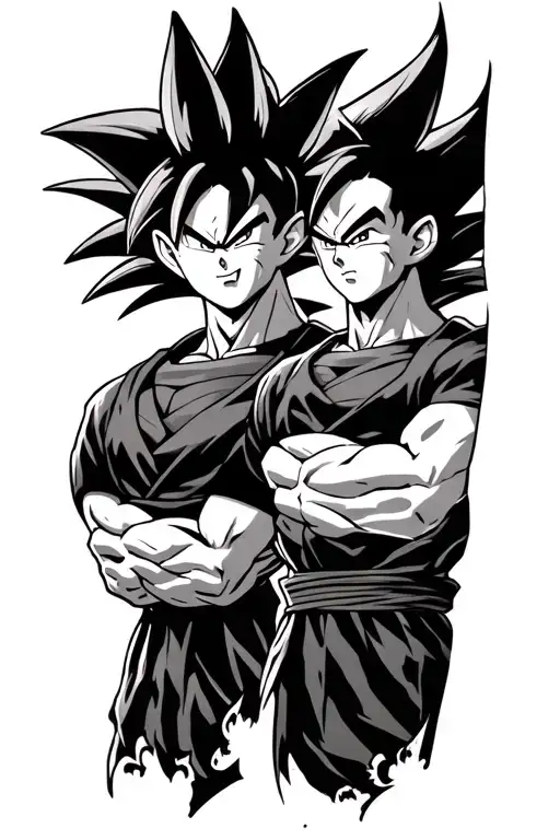 Dark themed dragon ballz full forearm tattoo featuring vegeta and goku  tattoo design idea