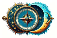 compass timepiece love sun moon tattoo design idea