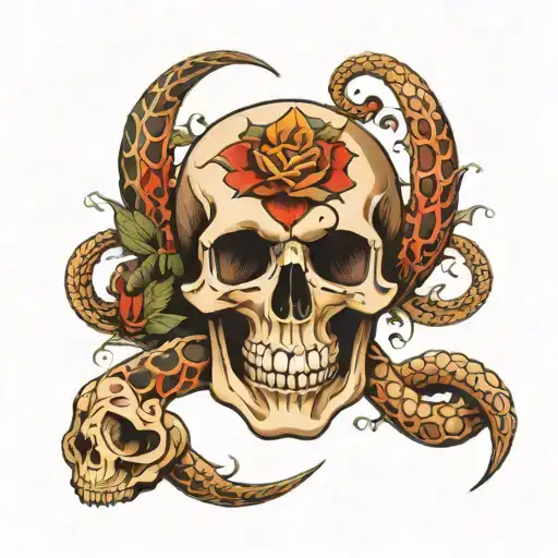 serpent and skull tattoo design idea