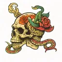 serpent and skull tattoo design idea