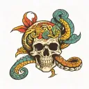 serpent and skull tattoo design idea