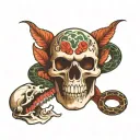 serpent and skull tattoo design idea