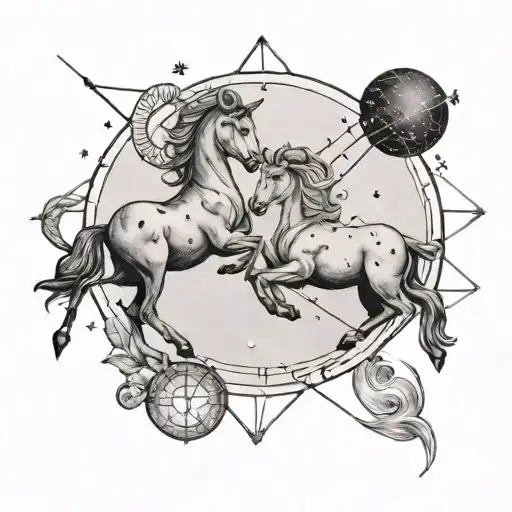 aries and sagittarius constellation tattoo design idea