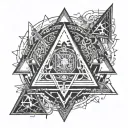 Triangles, devils horns, Mysterious,viking style, powerful, the moon, no faces and only geometry shapes  tattoo design idea