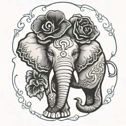 Delta sigma theta elephant African violet flower tattoo design idea