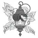 chinese lantern shining light tattoo design idea