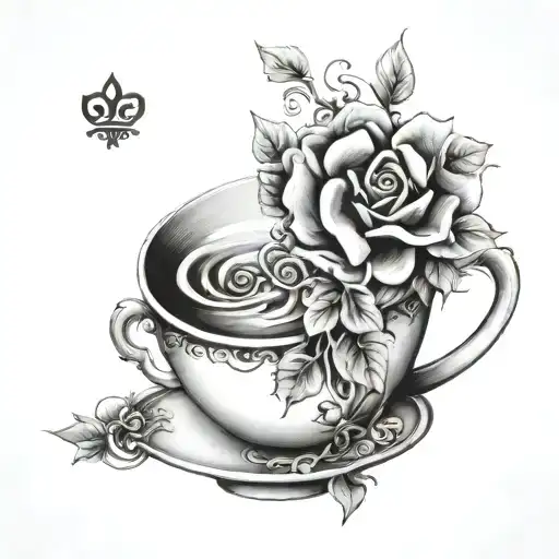 tea cup tattoo design idea