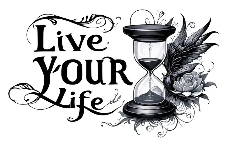 "Live Your Life" "Live Your Life" hourglass background creatures tattoo design idea
