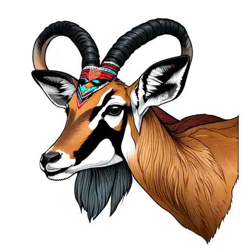 a gazelle mixed with native American tattoo design idea