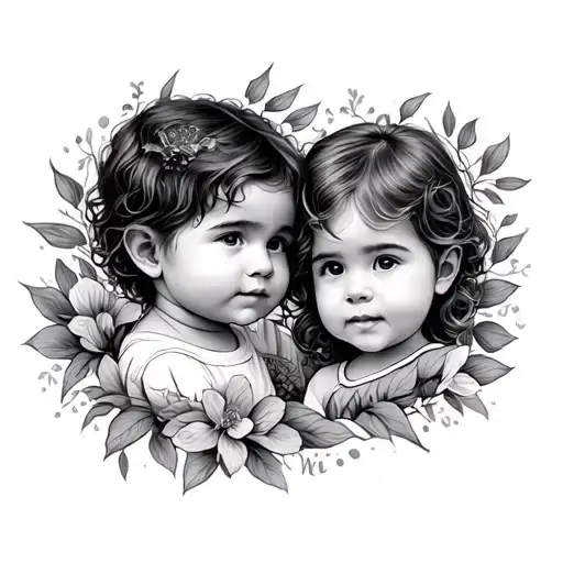 two child names tattoo design idea