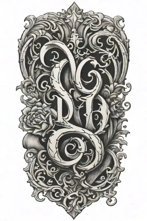 mystic gothic letter Able Evion  tattoo design idea