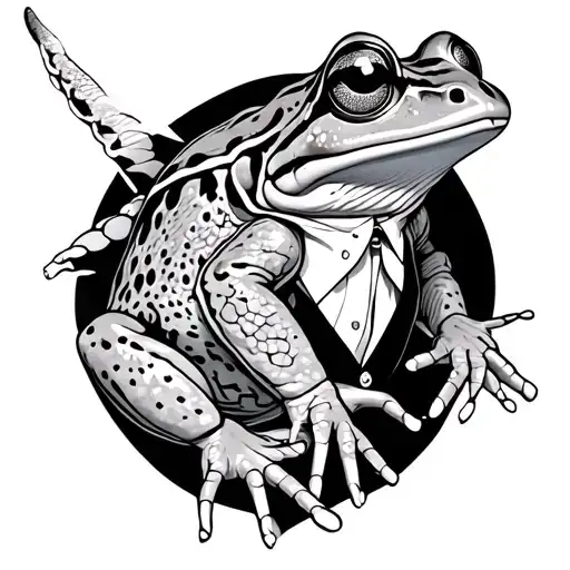 frog in suit tattoo design idea