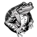frog in suit tattoo design idea