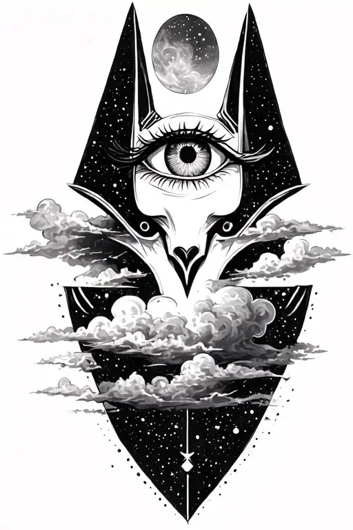 Space With Cosmic Dust Clouds Anubis And all seeing eye Tattoo tattoo design idea