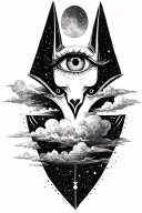 Space With Cosmic Dust Clouds Anubis And all seeing eye Tattoo tattoo design idea