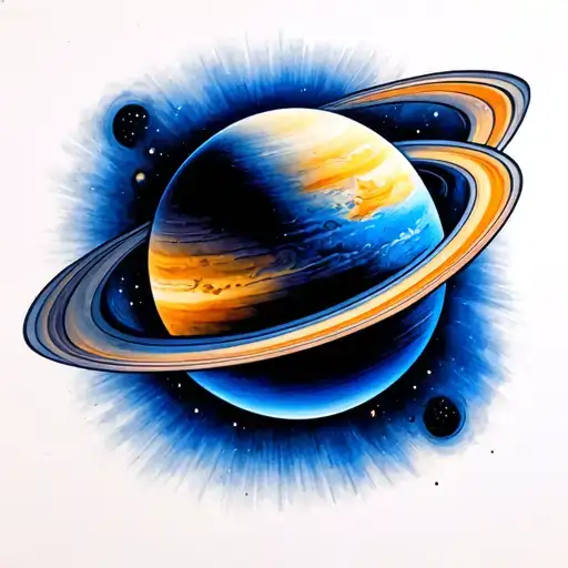 uranus, small tattoo of planet blue, sketch on paper, beautiful, 4k, high resolution, high detail tattoo design idea