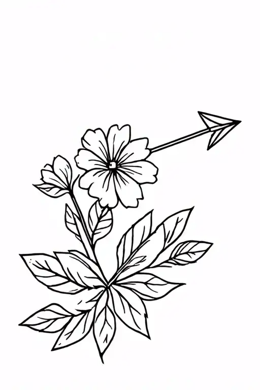 Native American arrow with two flowers tattoo design idea