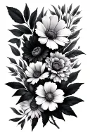 make a long skinny spine tattoo including the birth month flowers for february, may, july, august, and december  tattoo design idea