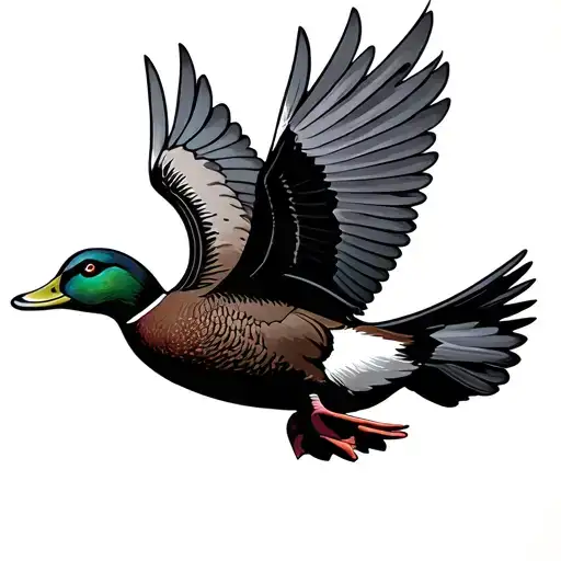 duck flying tattoo design idea