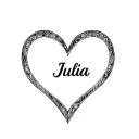 name Julia in the shape of a heart tattoo tattoo design idea