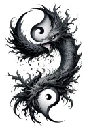 duality between good and evil balance mixed with yin tattoo design idea