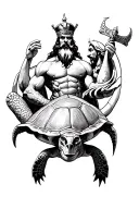 "imperium neptuni regis" "imperium neptuni regis" shellback turtle and king Neptune looking over him tattoo design idea