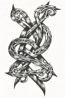 love,protection,unbreakable bind rune intertwined tattoo design idea