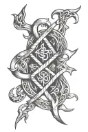 love,protection,unbreakable bind rune intertwined tattoo design idea