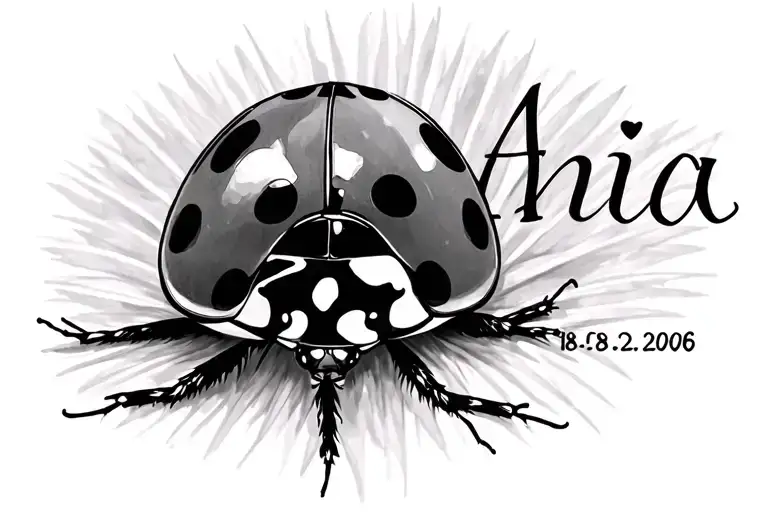 "Amelia 18-02-2006 " ladybird resting tattoo design idea