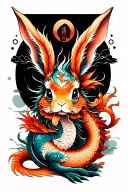 pisces rabbit aries dragon tattoo design idea