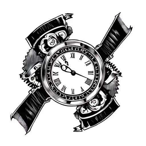 paired tattoo, broken watch mechanism consisting of two halves  tattoo design idea