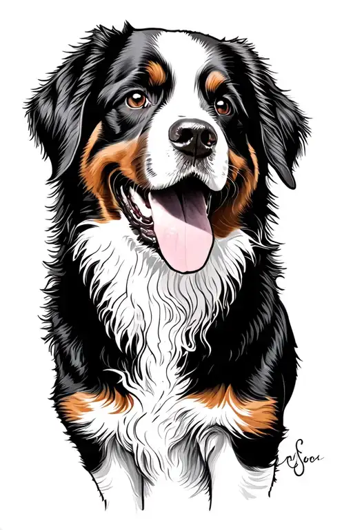 Bernese mountain dog fine line tattoo design inspired tattoo design idea