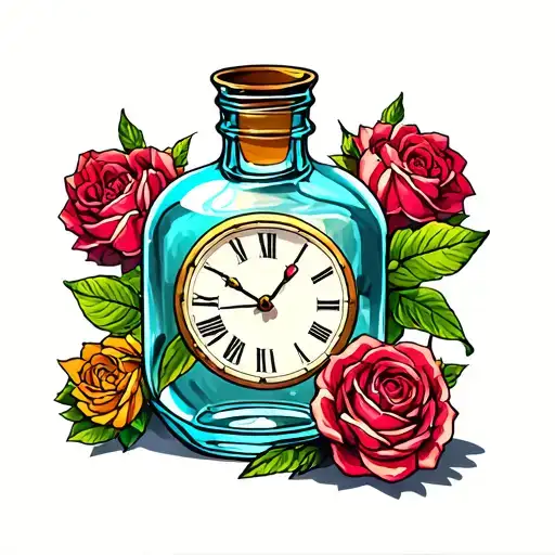 time in a bottle tattoo design idea