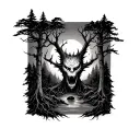 evil dark forest tattoo design idea