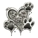 paw prints and hearts symbolizing love tattoo design idea