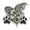 paw prints and hearts symbolizing love tattoo design idea