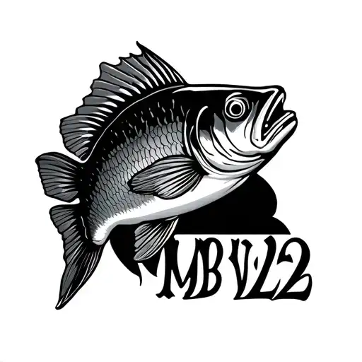 A fish with text under "MBV22 tattoo design idea