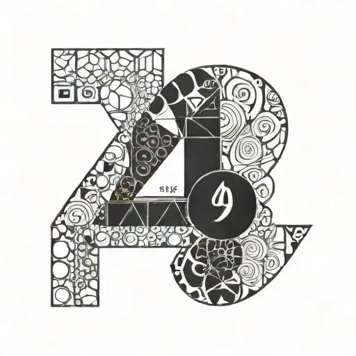 An abstract geometric design incorporating the number 49 to represent your love for the 49ers, with silhouettes of your kids and pets hidden within the shapes tattoo design idea