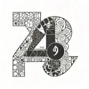 An abstract geometric design incorporating the number 49 to represent your love for the 49ers, with silhouettes of your kids and pets hidden within the shapes tattoo design idea