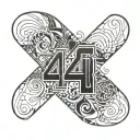 An abstract geometric design incorporating the number 49 to represent your love for the 49ers, with silhouettes of your kids and pets hidden within the shapes tattoo design idea