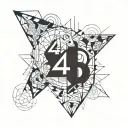 An abstract geometric design incorporating the number 49 to represent your love for the 49ers, with silhouettes of your kids and pets hidden within the shapes tattoo design idea