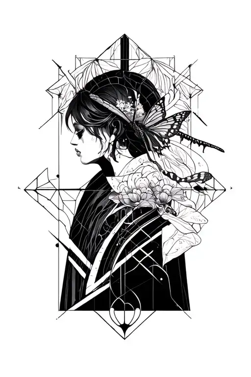 zenitsu+metamorphosis+"dont get sad get even"+geometric+greek tattoo design idea