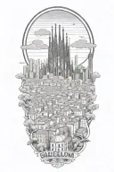 Barcelona skyline tattoo design idea