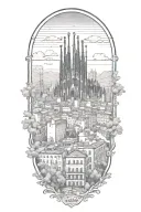 Barcelona skyline tattoo design idea