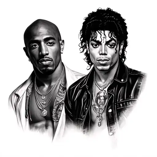 2pac and Michael jackson  and music tattoo design idea