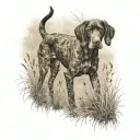 German pointer pheasant hunting tattoo design idea