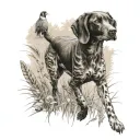 German pointer pheasant hunting tattoo design idea