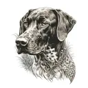 German pointer pheasant hunting tattoo design idea