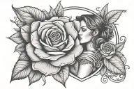 sister protector with a rose growing tattoo design idea