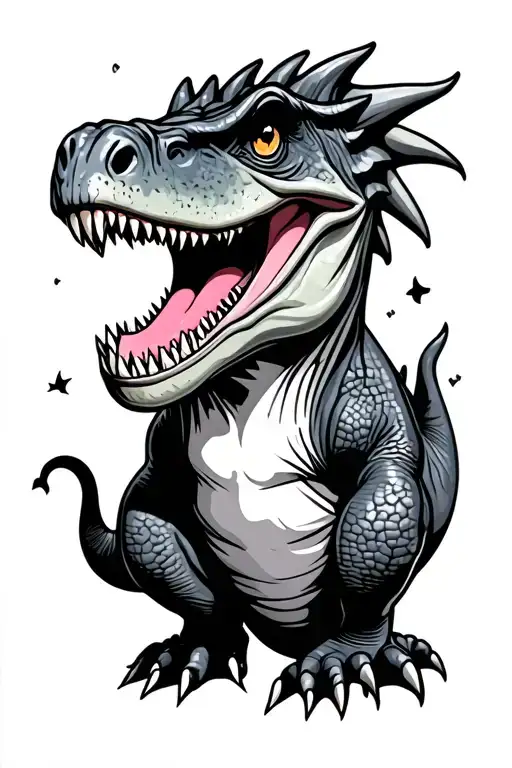 dinosaur outline cartoon zane tattoo design idea